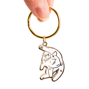 Stay Weird (White Burmilla Cat) Keychain  Flair Fighter