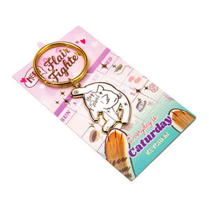 Stay Weird (White Burmilla Cat) Keychain  Flair Fighter