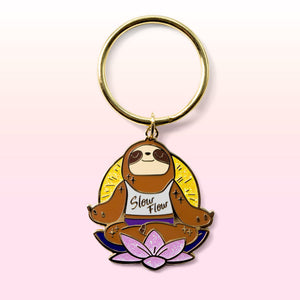 Slow Flow Yoga Meditation Sloth Enamel Keychain  Flair Fighter