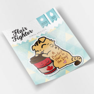 A Purrfect Start To The Day Timmies Version (Scottish Fold Cat) Vinyl Sticker Decorative Stickers Flair Fighter