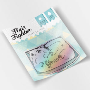 All Boxed In (Turkish Angora Cat) Holographic Vinyl Sticker Decorative Stickers Flair Fighter