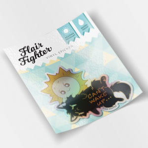Can't Wake Up (Chantilly-Tiffany Black Cat) Holographic Vinyl Sticker Decorative Stickers Flair Fighter