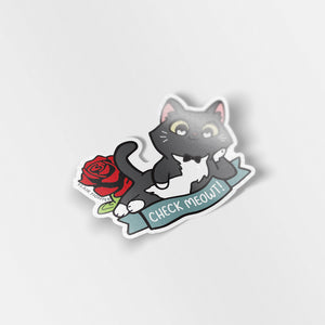 Check Meowt (Tuxedo Cat) Vinyl Sticker Decorative Stickers Flair Fighter