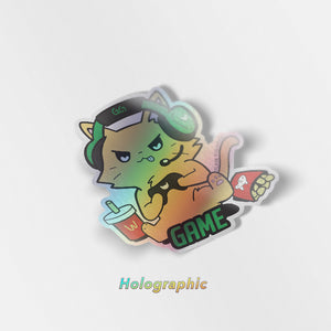 GAME (British Shorthair Cat) Holographic Vinyl Sticker Decorative Stickers Flair Fighter