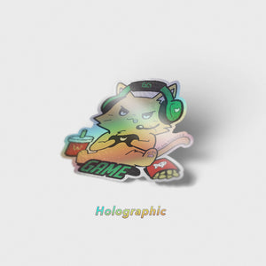 GAME (British Shorthair Cat) Holographic Vinyl Sticker Decorative Stickers Flair Fighter