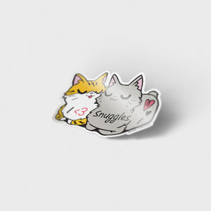 I Heart Snuggles (Manx Cat & American Bobtail Cat) Vinyl Sticker Decorative Stickers Flair Fighter