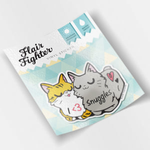 I Heart Snuggles (Manx Cat & American Bobtail Cat) Vinyl Sticker Decorative Stickers Flair Fighter