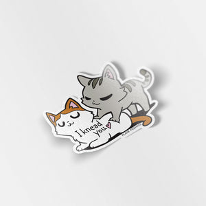 I Knead You (Turkish Van & European Shorthair Cat) Vinyl Sticker Decorative Stickers Flair Fighter