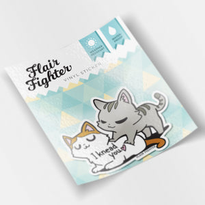 I Knead You (Turkish Van & European Shorthair Cat) Vinyl Sticker Decorative Stickers Flair Fighter
