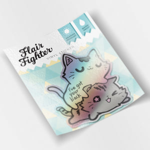 I've Got Your Back (Munchkin Cats) Holographic Vinyl Sticker Decorative Stickers Flair Fighter