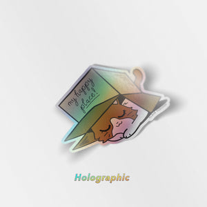 My Happy Place Box (British Shorthair Cat) Holographic Vinyl Sticker Decorative Stickers Flair Fighter