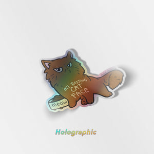 My Resting Cat Face (Persian Cat) Holographic Vinyl Sticker Decorative Stickers Flair Fighter