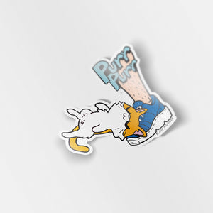 Purr Purr Rub Rub Ver. A Version LEFT LEG (American Shorthair Cat) Vinyl Sticker Decorative Stickers Flair Fighter