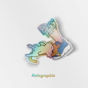 Purr Purr Rub Rub Ver. A Version LEFT LEG (American Shorthair Cat) Holographic Vinyl Sticker Decorative Stickers Flair Fighter