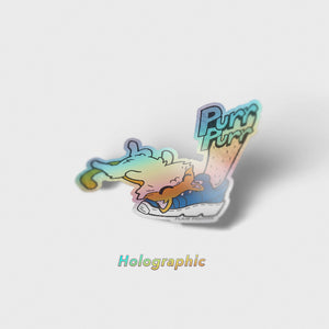 Purr Purr Rub Rub Ver. A Version LEFT LEG (American Shorthair Cat) Holographic Vinyl Sticker Decorative Stickers Flair Fighter