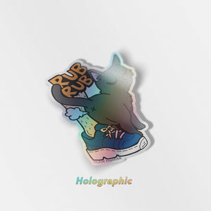 Purr Purr Rub Rub Ver. A Version RIGHT LEG (American Shorthair Cat) Holographic Vinyl Sticker Decorative Stickers Flair Fighter