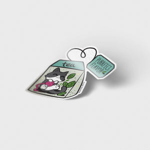 Purrfect Flavor Tea (Tuxedo Cat) Vinyl Sticker Decorative Stickers Flair Fighter