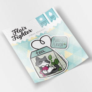 Purrfect Flavor Tea (Tuxedo Cat) Vinyl Sticker Decorative Stickers Flair Fighter