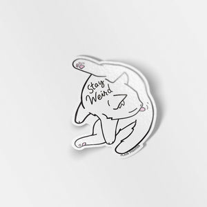Stay Weird (White Burmilla Cat) Vinyl Sticker Decorative Stickers Flair Fighter