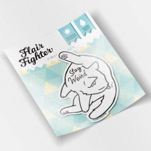 Stay Weird (White Burmilla Cat) Vinyl Sticker Decorative Stickers Flair Fighter