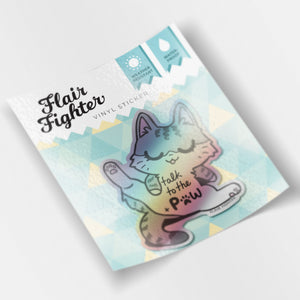 Talk To The Paw (Egyptian Mau Cat)  Holographic Vinyl Sticker Decorative Stickers Flair Fighter
