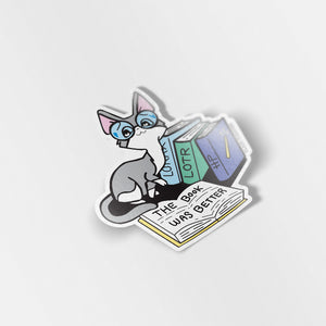The Book Was Better (Cornish Rex Cat) Vinyl Sticker Decorative Stickers Flair Fighter