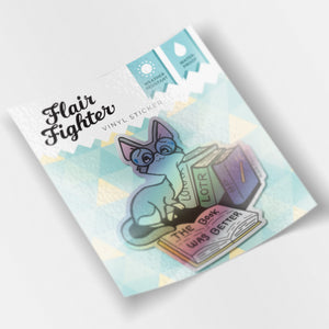 The Book Was Better (Cornish Rex Cat) Holographic Vinyl Sticker Decorative Stickers Flair Fighter