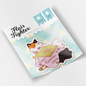 Cozy Kotatsu Cats Vinyl Sticker Decorative Stickers Flair Fighter