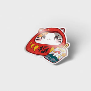 Daruma Cat Vinyl Sticker Decorative Stickers Flair Fighter