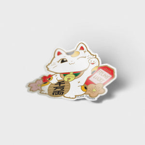 Lucky Cat (White) Maneki-Neko Vinyl Sticker Decorative Stickers Flair Fighter