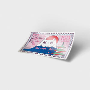Meowt Fuji Cat Stamp Vinyl Sticker Decorative Stickers Flair Fighter