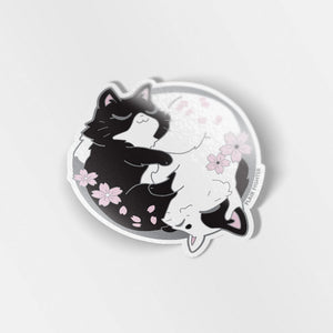 Sakura Yin Yang Cats Vinyl Sticker Decorative Stickers Flair Fighter