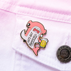Let's Get Hammered Hammerhead Shark Enamel Pin (Pink Variant) Brooches & Lapel Pins Flair Fighter