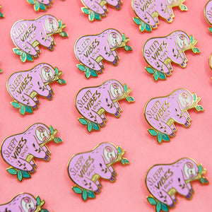 Sleepy Vibes Only Sleeping Sloth Enamel Pin Brooches & Lapel Pins Flair Fighter