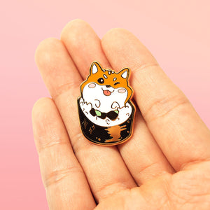 Red Shiba Inu Maki Sushi Roll Enamel Pin Brooches & Lapel Pins Flair Fighter