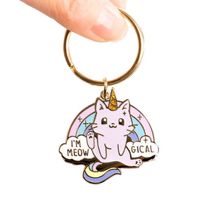 Meowgical Caticorn Unicorn Cat Enamel Keychain  Flair Fighter