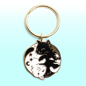 Day & Night Cats Enamel Keychain  Flair Fighter