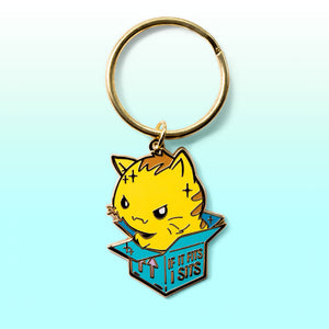 If It Fits I Sits Cat Enamel Keychain  Flair Fighter