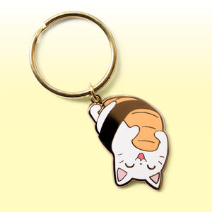 Upside Down Salmon Sushi Cat Enamel Keychain  Flair Fighter