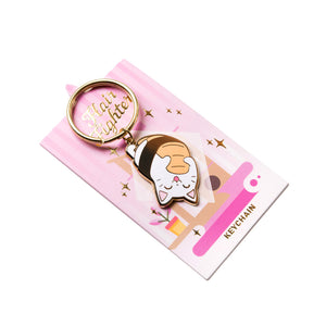 Upside Down Salmon Sushi Cat Enamel Keychain  Flair Fighter
