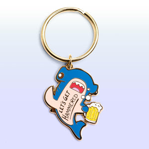 Let's Get Hammered Hammerhead Shark Enamel Keychain (Blue Variant)  Flair Fighter