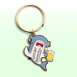 Let's Get Hammered Hammerhead Shark Enamel Keychain (Gray Variant)  Flair Fighter