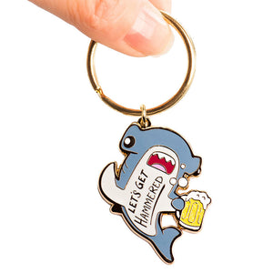 Let's Get Hammered Hammerhead Shark Enamel Keychain (Gray Variant)  Flair Fighter