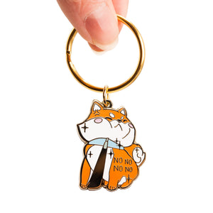 Stubborn Red Shiba Inu NO NO NO NO Enamel Keychain Keychains Flair Fighter