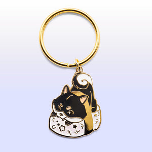 Black & Tan Shiba Inu Sushi Enamel Keychain Keychains Flair Fighter