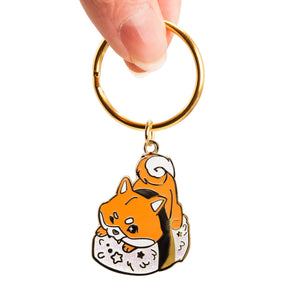 Red Shiba Inu Sushi Enamel Keychain Keychains Flair Fighter