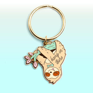 Hang in There Upside Down Sloth Enamel Keychain  Flair Fighter