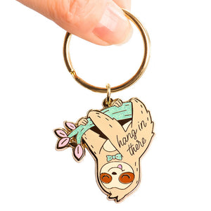 Hang in There Upside Down Sloth Enamel Keychain  Flair Fighter