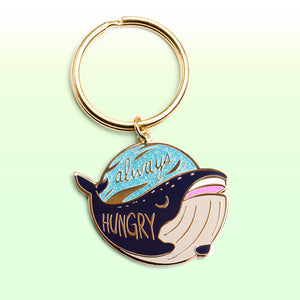 "Always Hungry" Blue Whale Enamel Keychain  Flair Fighter
