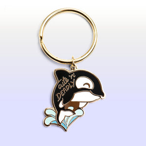 "Cute n Deadly" Orca Killer Whale Enamel Keychain  Flair Fighter